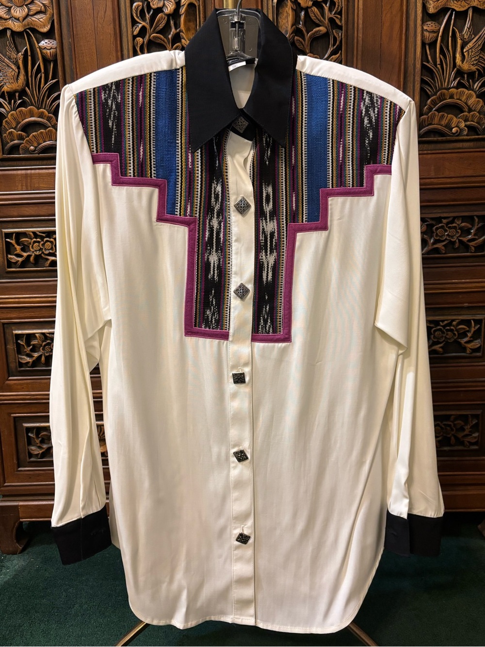 Vintage Karen McCarty Original Designs Southwestern Woven Button Down Shirt